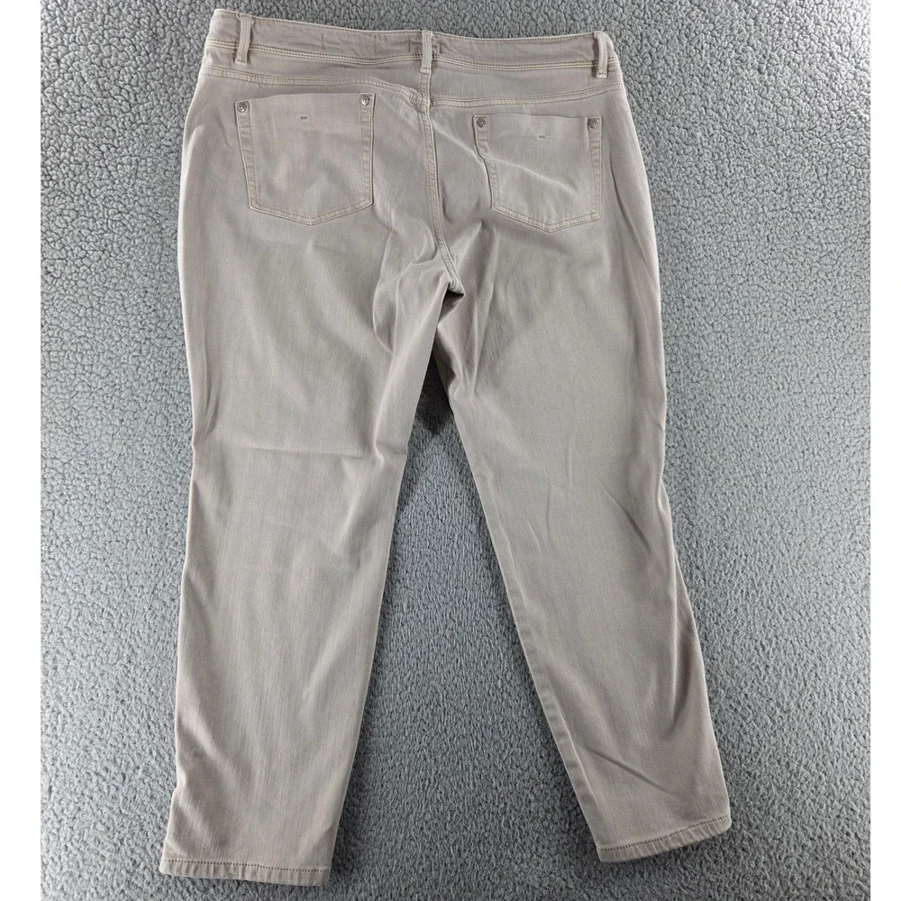 J. Jill Denim Slim Ankle Jeans Womens 16 Petite Tan Beige Side‎ Slit Rivet